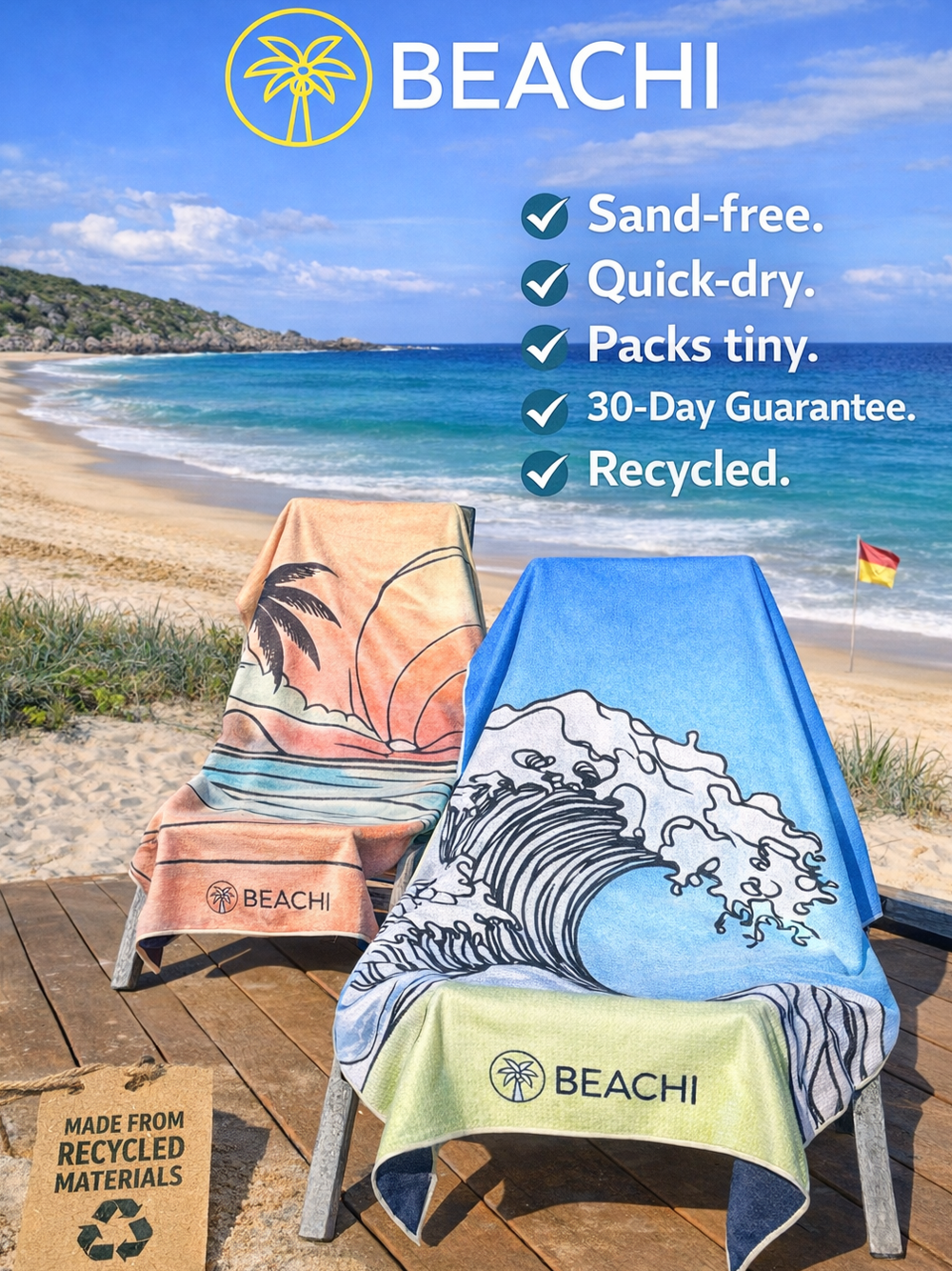 Sand-Free Beach Towels for Beach Days, Travel & Poolside Living